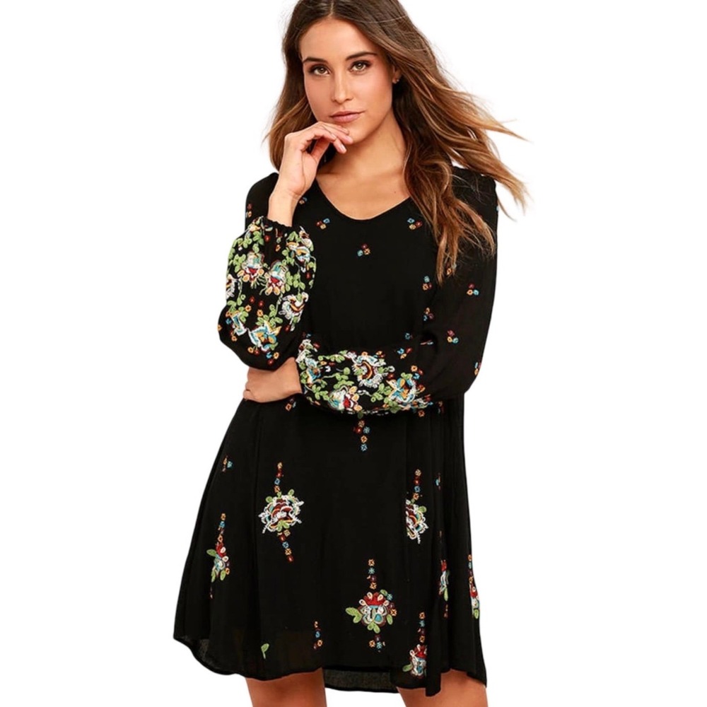 Free People Oxford Embroidered Mini Dress | Large
